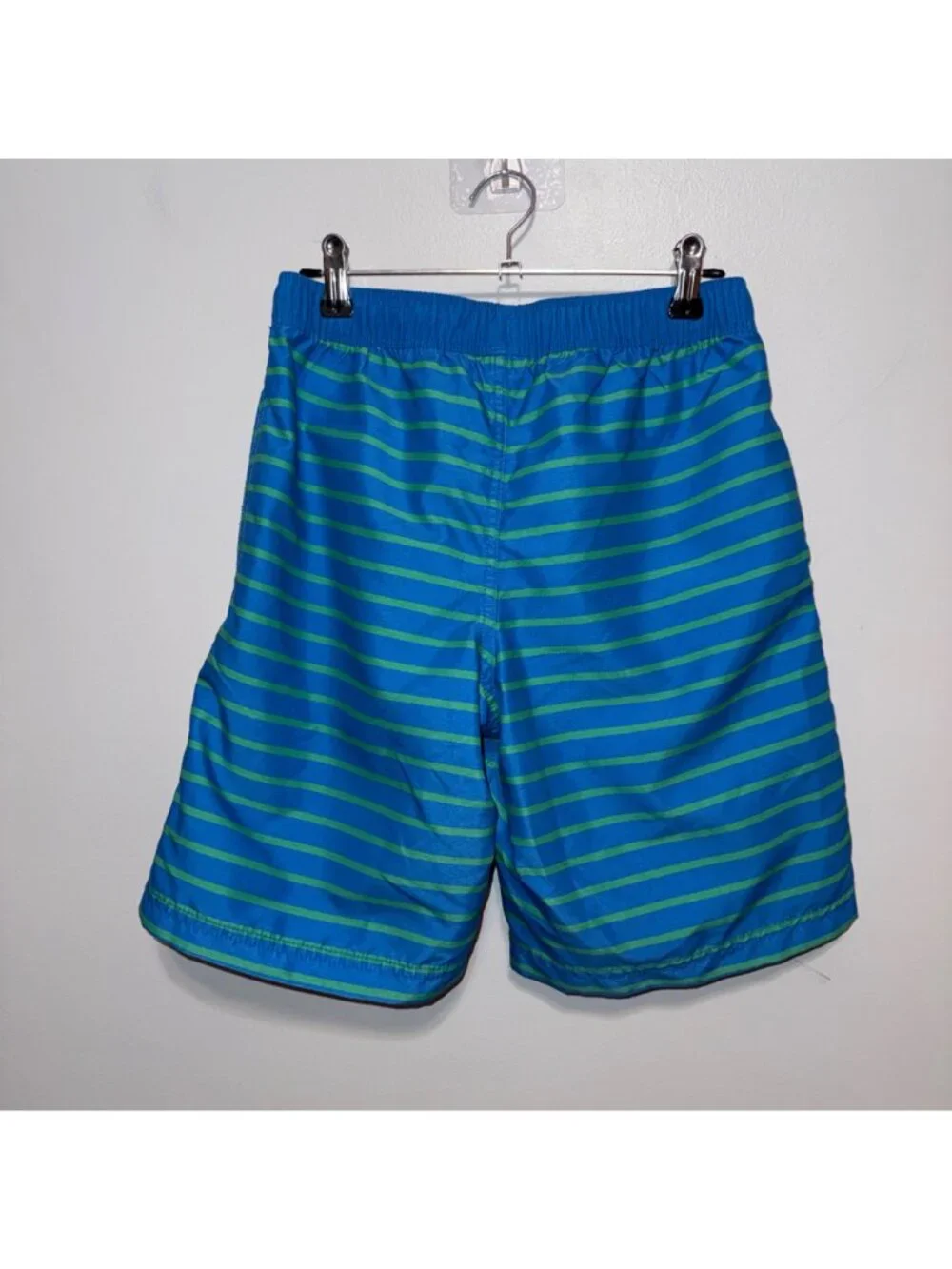 Hanna Andersson Boys Blue & Green Striped Swim Shorts Size 150CM Size 12
